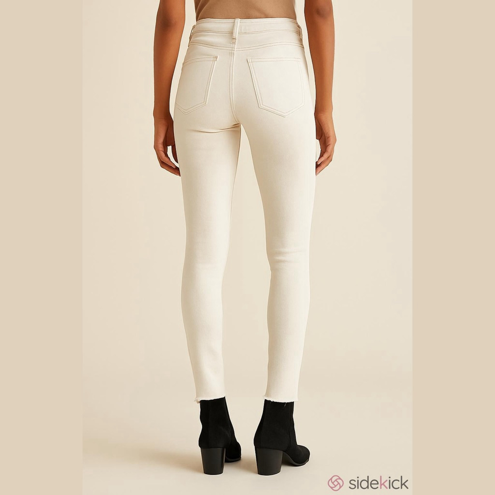 Free People We The Free Skinny Jeans NWT Size 24 Ivory Raw Edge Hem - Picture 2 of 5